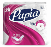 Туалетная бумага Папия белая 3-слойная 32 шт купить в Москве