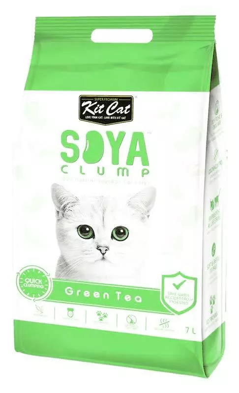 SoyaClump Soybean Litter Green Tea Кит Кэт соевый биоразлагаемый комкующийся наполнитель Зеленый чай купить в Москве
