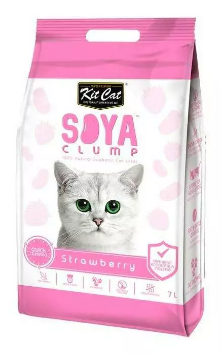 SoyaClump Soybean Litter Strawberry Кит Кэт соевый биоразлагаемый комкующийся наполнитель Клубника купить в Москве