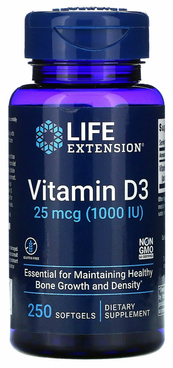 Vitamin D3, 25 мкг (1000 IU), 250 капсул купить в Москве