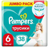 Подгузники-трусики Памперс Pants Jumbo Pack Extra Large 6 (15+ кг) 38 шт купить в Москве