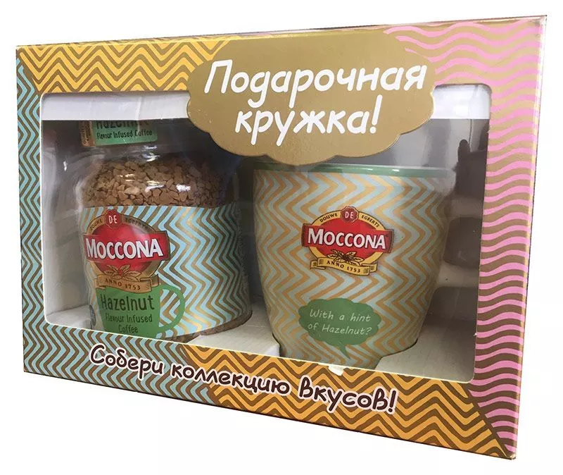 Кофе Моккона (Moccona) подарочный набор: Кофе с ароматом лесного ореха + кружка купить в Москве